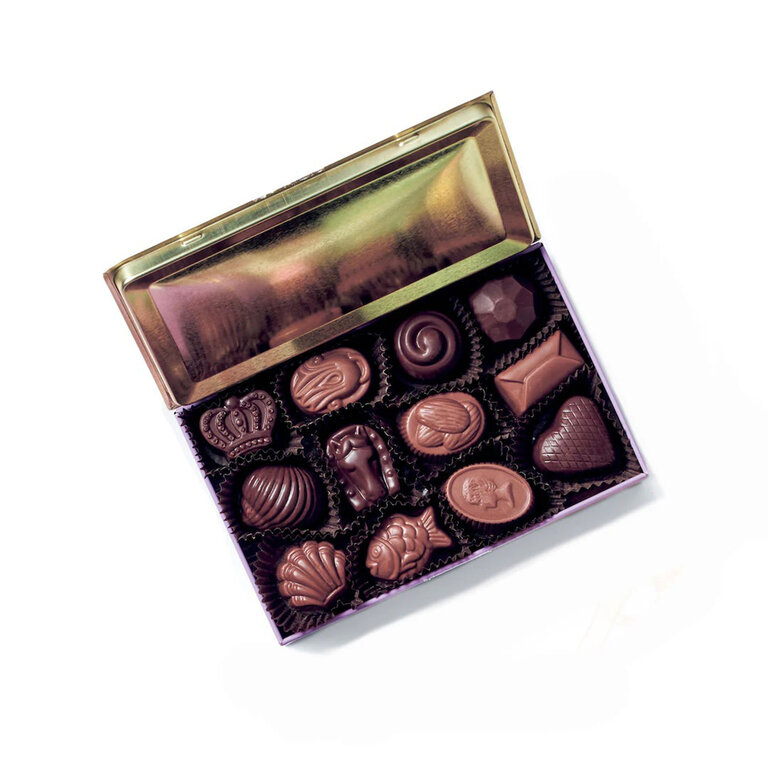 Louis Sherry Truffle Tin 12-Piece, Tangerine