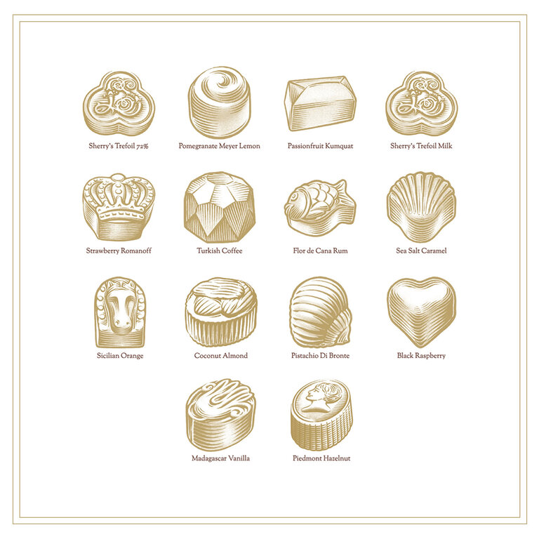 Louis Sherry Truffle Tin, 12-Piece, John Derian Eastern Plate