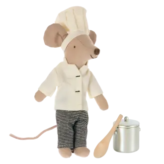 Maileg Chef Mouse with Soup Pot and Spoon