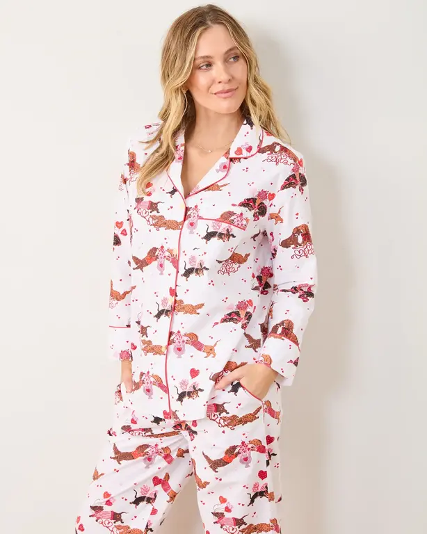 Dachshund Date Long Sleep Set Cloud Pajamas