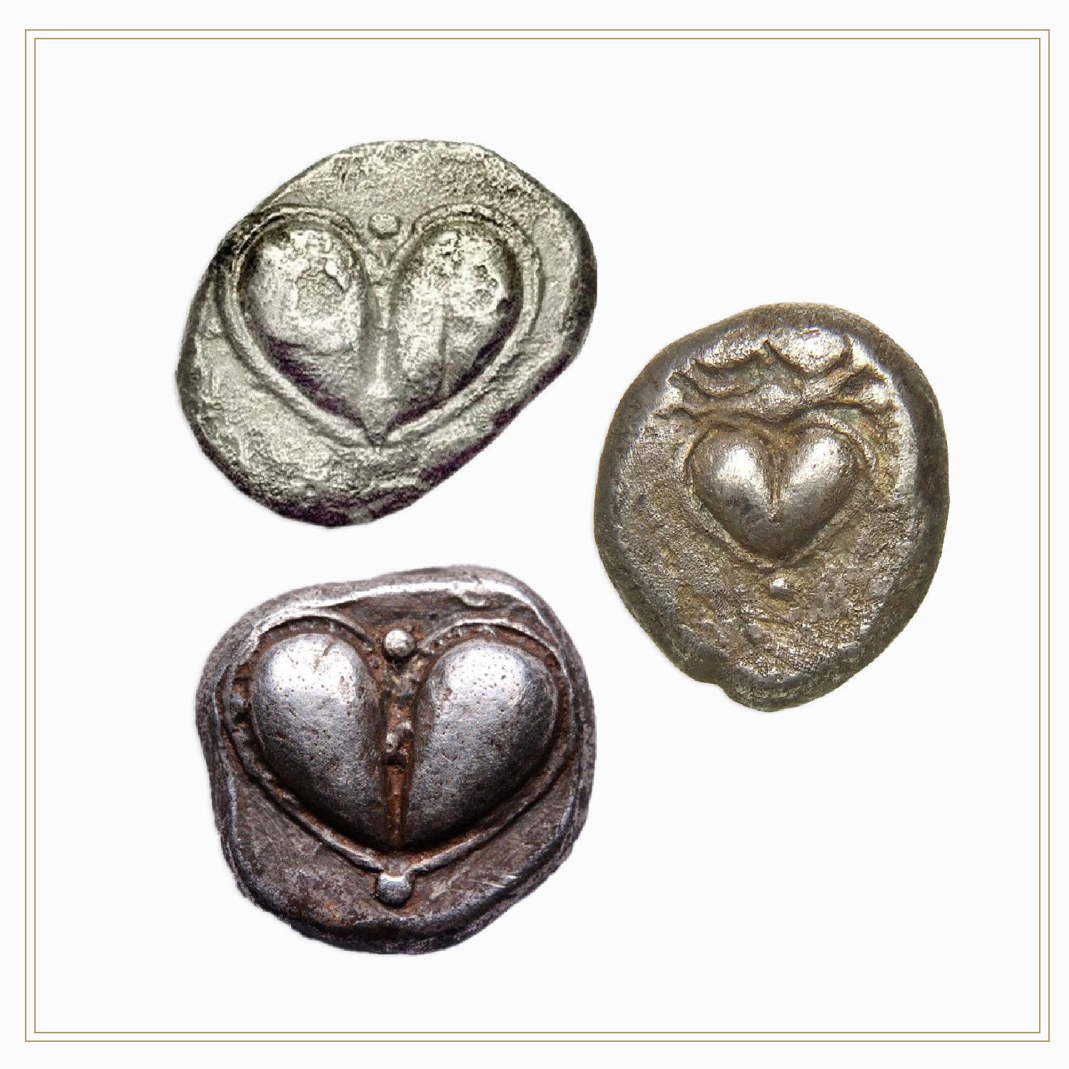 Heart shapes in molten metal
