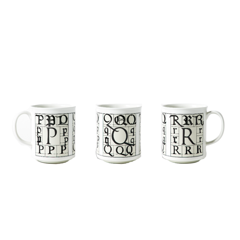 Calligraphy Alphabet PQR Mug