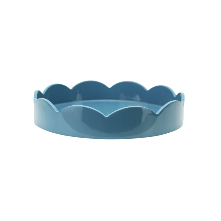 Chambray Scalloped Round Tray