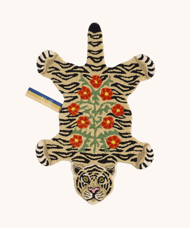 Floral White Tiger Small Rug