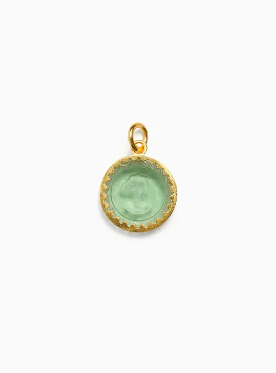 Fallen Aristocrat Round Cameo Charm, Sage