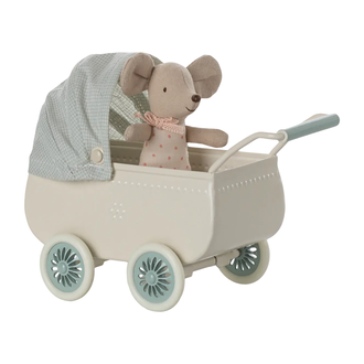 Maileg Pram with Baby Mouse Mint Maileg Pram with Baby Mouse Mint