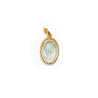 Fallen Aristocrat Oval Cameo Charm, Blue 18K Charm