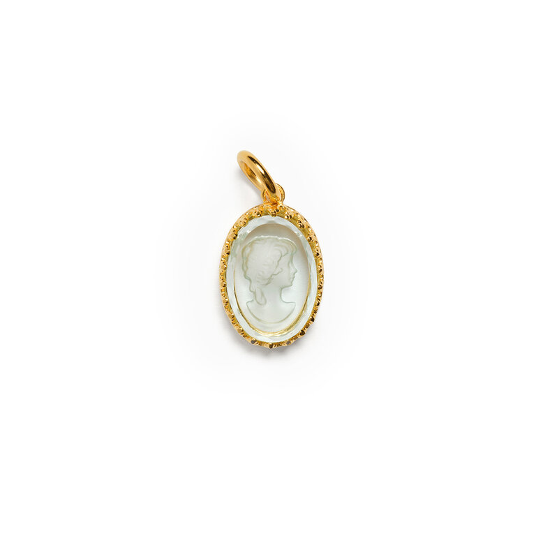 Fallen Aristocrat Oval Cameo Charm, Mist Blue
