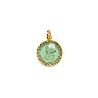 Fallen Aristocrat Round Cameo Charm, Sage Fallen Aristocrat Round Cameo Charm, Sage