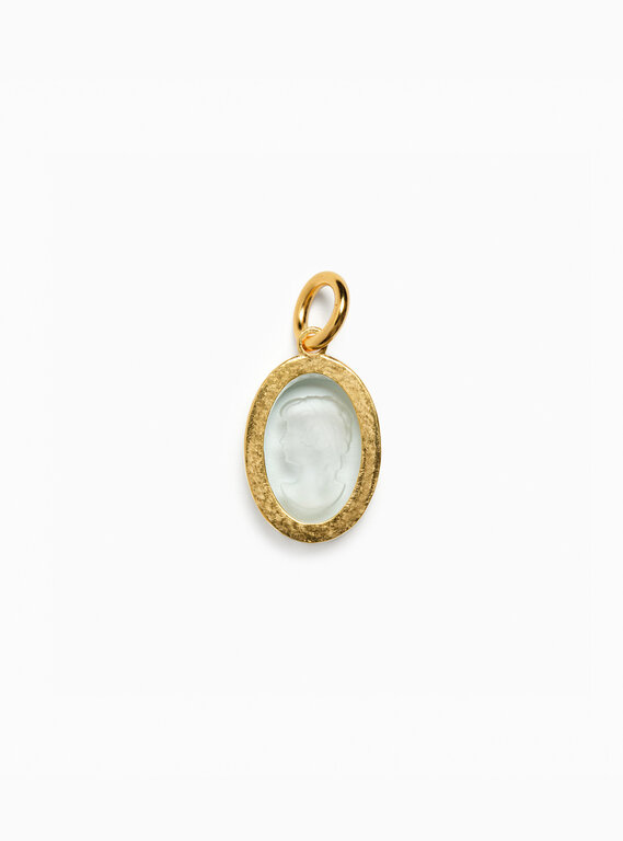 Fallen Aristocrat Oval Cameo Charm, Mist Blue