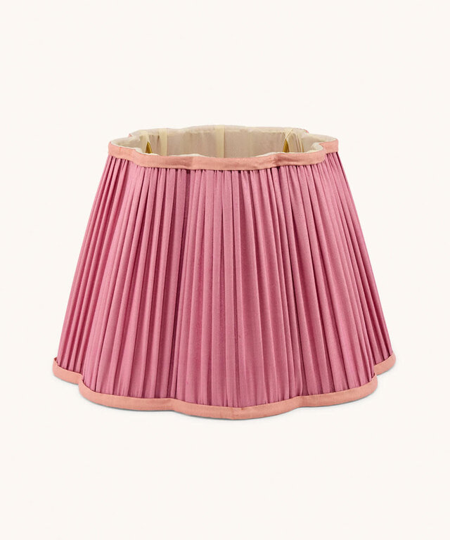 Diya Scalloped Silk Fuchsia Lampshade 11.8"