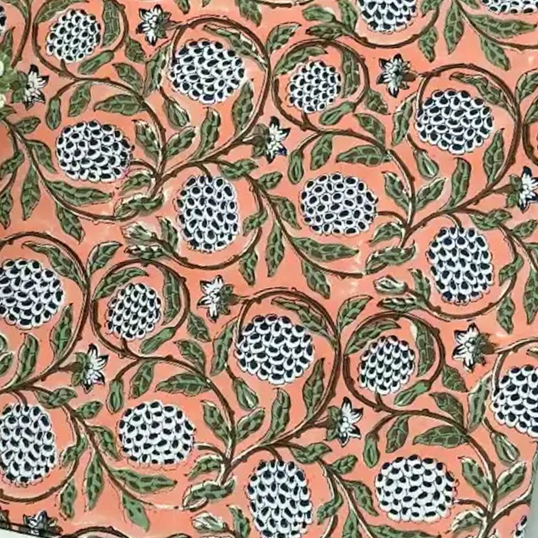 Orange Print with Blue Tablecloth