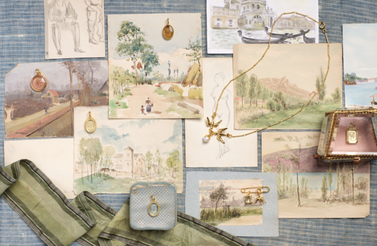 Large Painting Watercolors and Sketches from France 4" x 5.25"