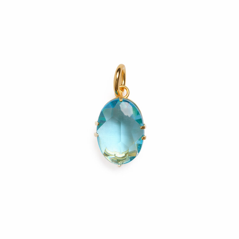 Fallen Aristocrat Oval Glass Stone Charm, Aqua