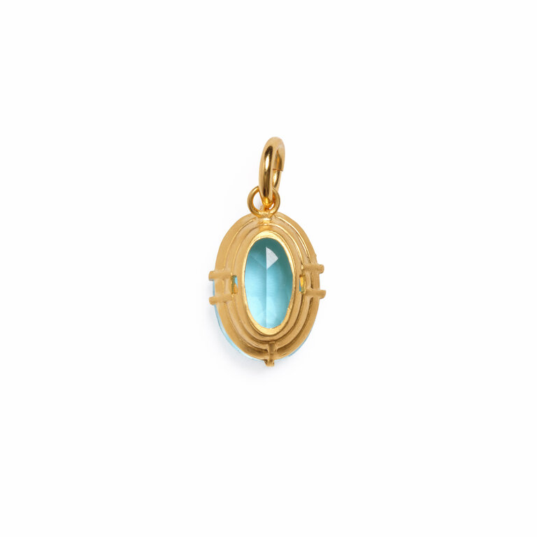 Fallen Aristocrat Oval Glass Stone Charm, Aqua
