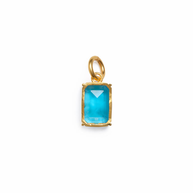 Fallen Aristocrat Octagon Glass Stone Charm, Aqua
