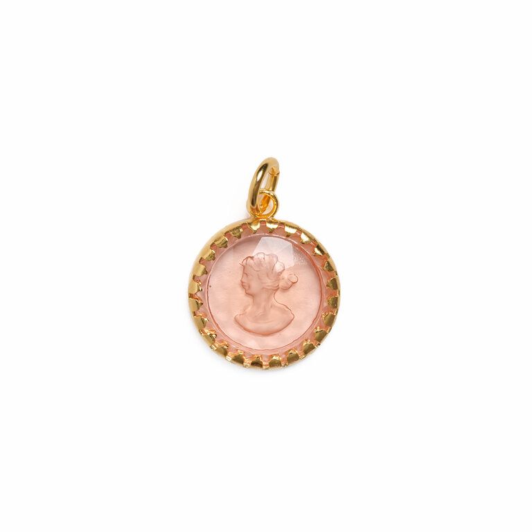 Fallen Aristocrat Round Cameo Charm, Peony
