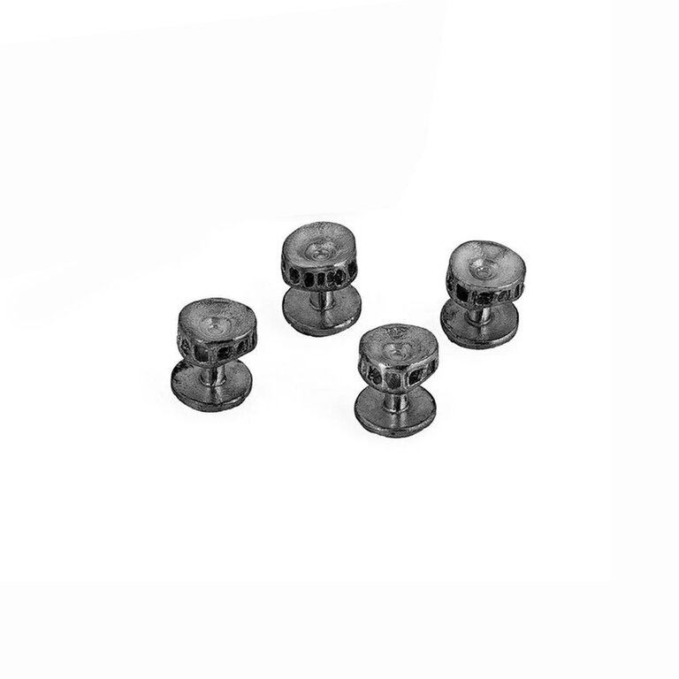 GoGo Oxidized Silver Shark Vertebrae Shirt Studs, Set of Four