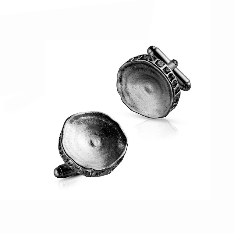 GoGo Oxidized Sterling Silver  Shark Vertebrae Cufflinks