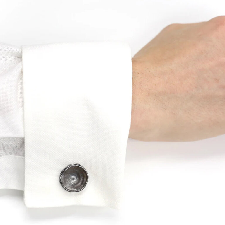 GoGo Oxidized Sterling Silver  Shark Vertebrae Cufflinks
