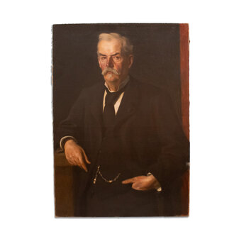 Oil Painting of Leaning Man, Artist Fritz Burger