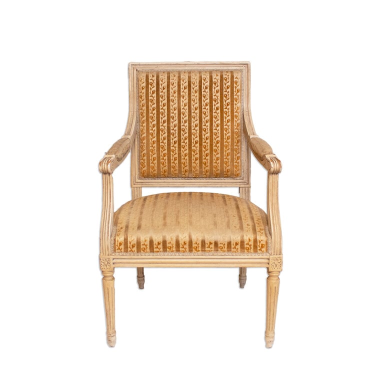 Upholstered Antique Armchair Louis XVI Style