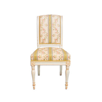 Armless Green Floral Upholstered Dining Chair