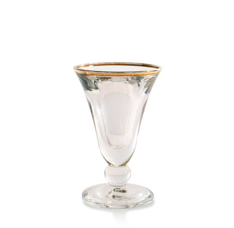 French Bistro Glass with Gold Rim, Early-20th Century