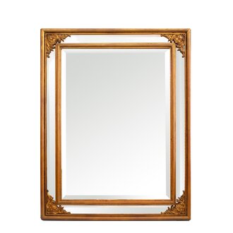 Parclose Beveled Mirror with Gilded Corners, 19th Century