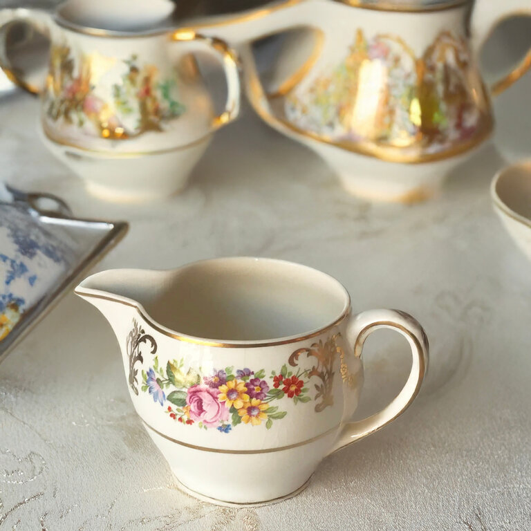 Florals with gold Creamer