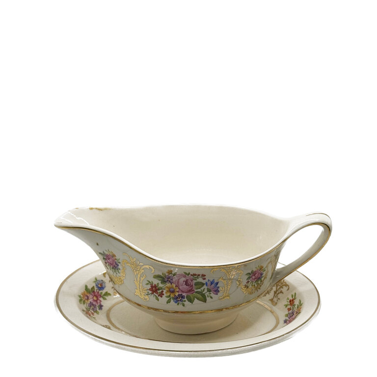 Florals with gold Gravy Boat
