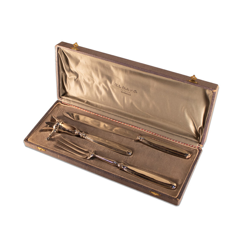 Vintage Set  Grey Serving Fork and Knife