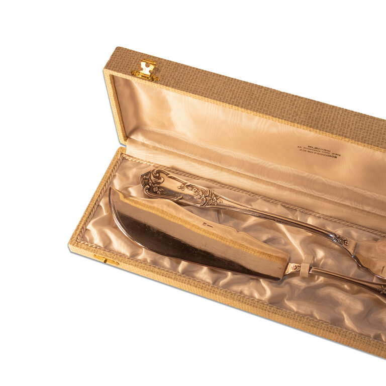 Vintage Set  White Serving Fork and Knife