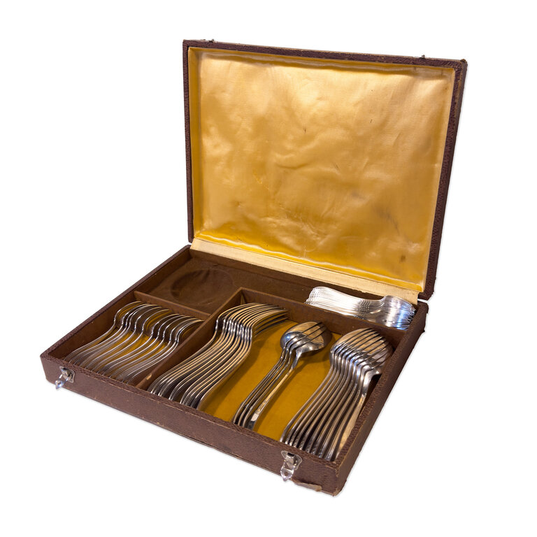 Vintage Silver Set in Original Brown Case