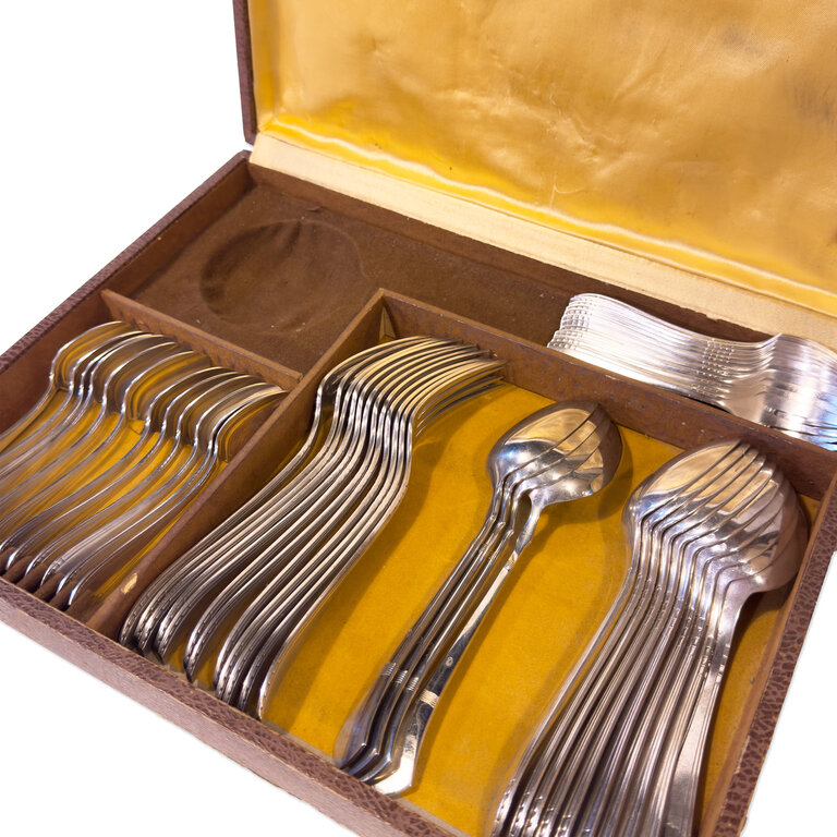 Vintage Silver Set in Original Brown Case