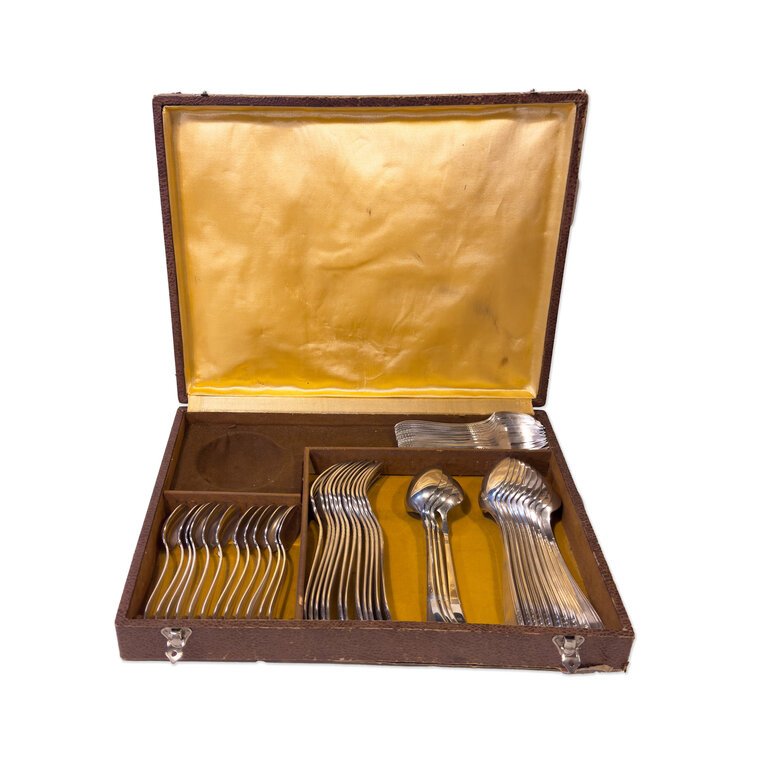 Vintage Silver Set in Original Brown Case