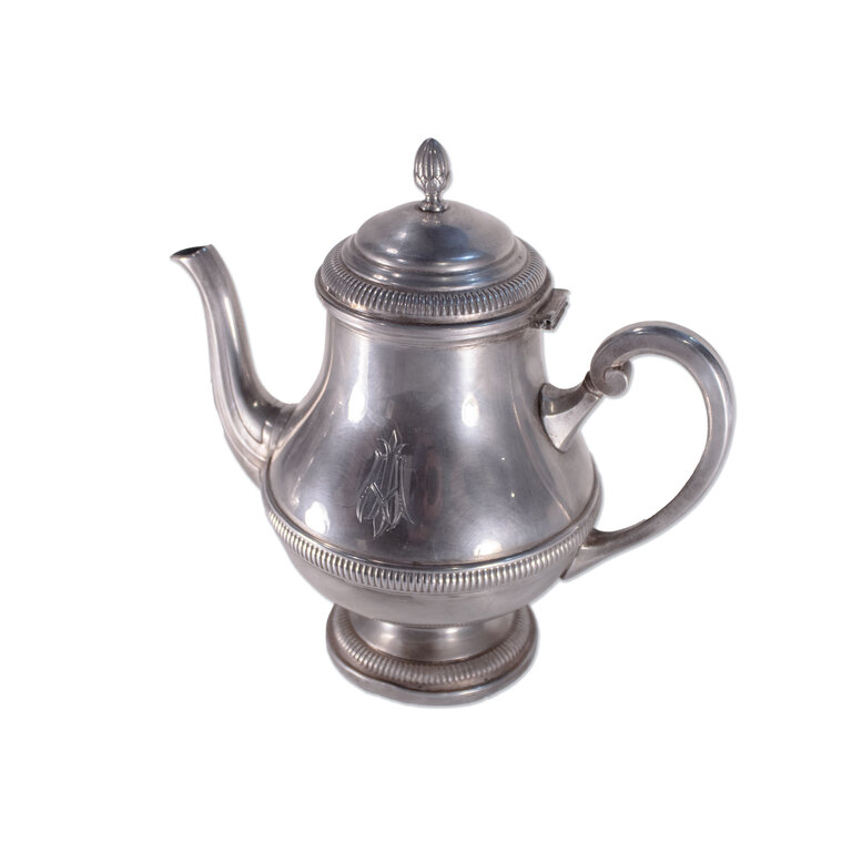 4 Piece Monogrammed Silver Coffee Service