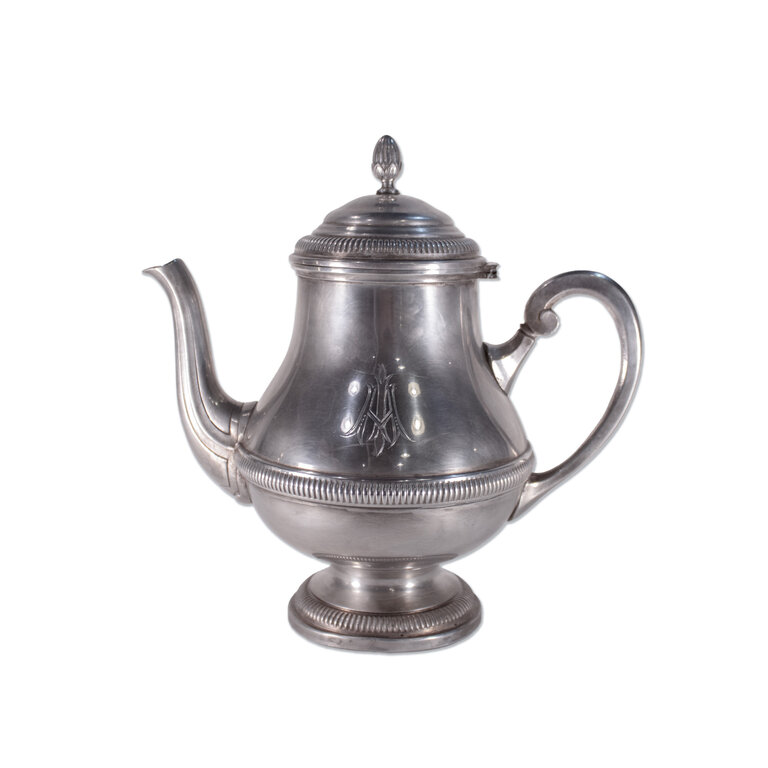 4 Piece Monogrammed Silver Coffee Service