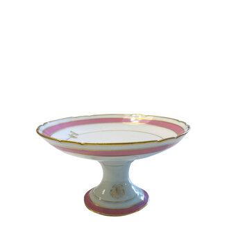 Pink & Gold Rim with Initials Serving Pedestal