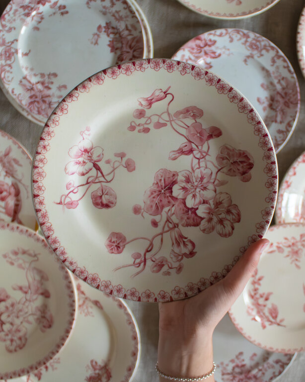 Antique French Terre de Fer Nasturtium Salad Plate