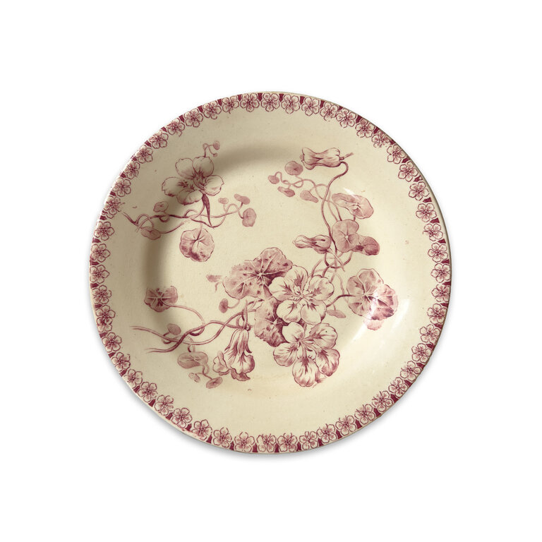 Antique French Terre de Fer Nasturtium Salad Plate