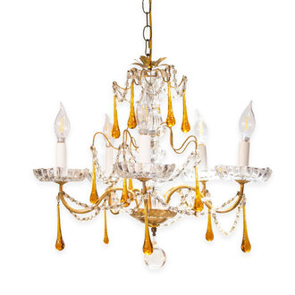 Orange Drop Crystal Chandelier, Early 20th Century