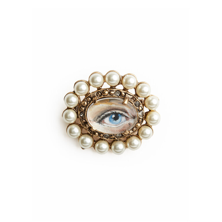 Fallen Aristocrat Pearl Lover’s Eye Brooch, Blue Iris