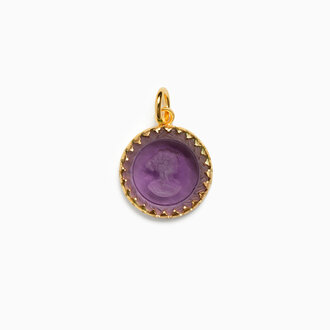 Fallen Aristocrat Round Violet Cameo Charm