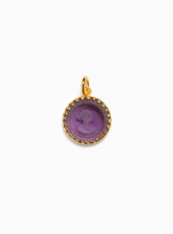 Fallen Aristocrat Round Violet Cameo Charm