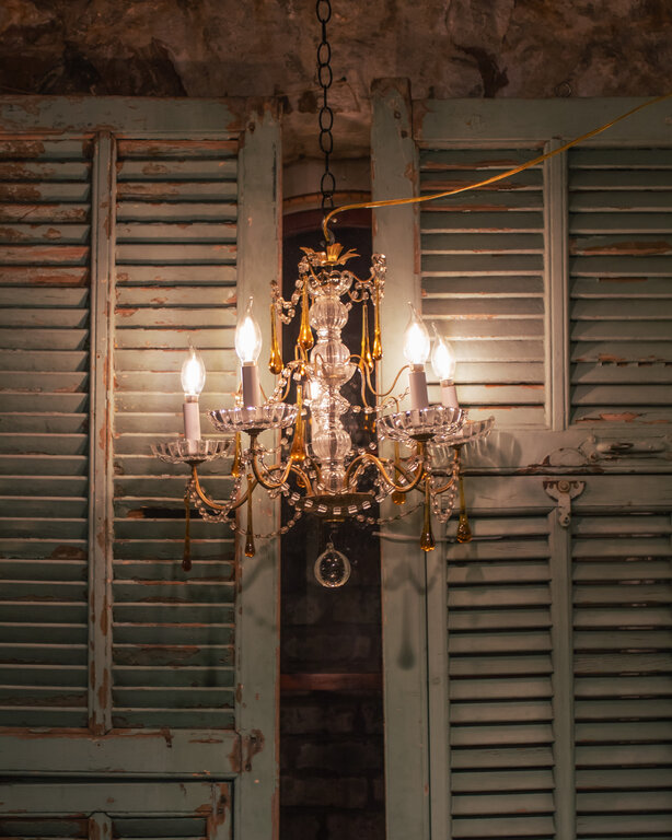 Orange Drop Crystal Chandelier, Early 20th Century