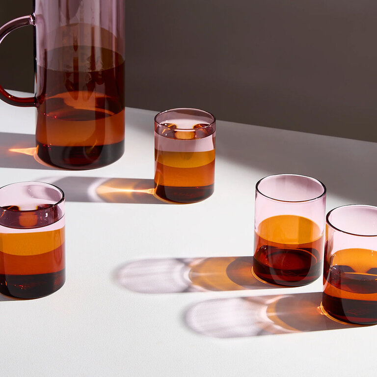 Pink & Amber Two Tone Glassware