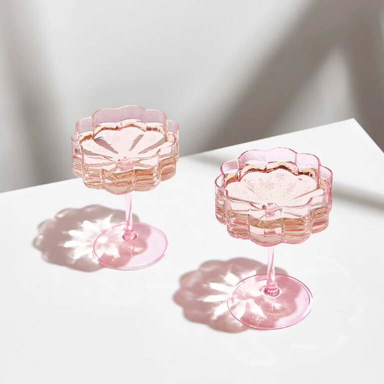 Pink Waves Coupe Glass