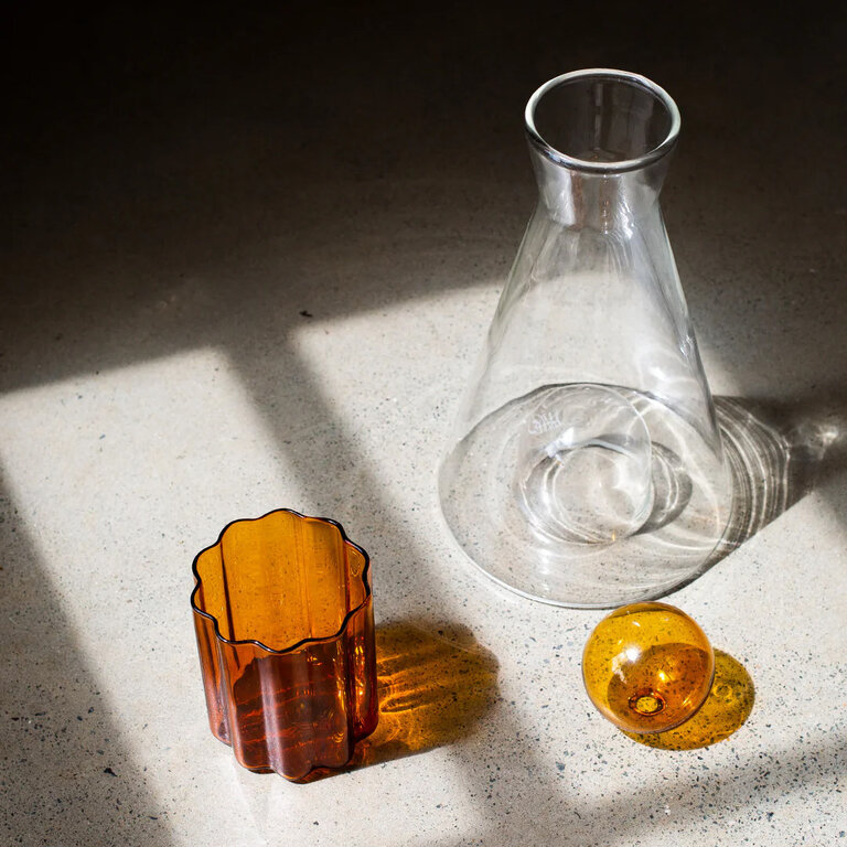 Amber Tumbler Waves Glass