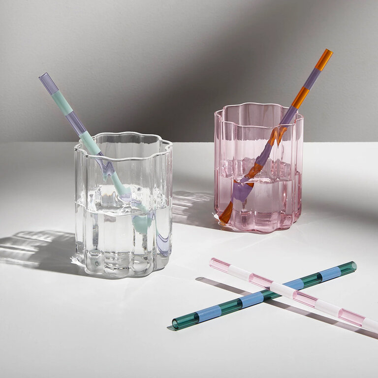 Pink Tumbler Waves Glass